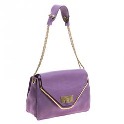 Pre Owned Chloe Purple Leather Medium Sally Flap Shoulder Bag