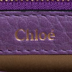 Pre Owned Chloe Purple Leather Medium Sally Flap Shoulder Bag