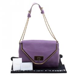 Pre Owned Chloe Purple Leather Medium Sally Flap Shoulder Bag