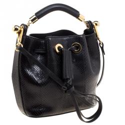 Pre Owned Chloe Black Python and Leather Gala Bucket Bag
