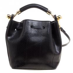 Pre Owned Chloe Black Python and Leather Gala Bucket Bag