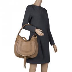 Pre Owned Chloe Brown Leather Medium Marcie Hobo