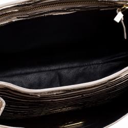 Pre Owned Chloe Metallic Beige Pleated Leather Clutch