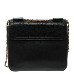 Pre Owned Chloe Black Leather and Ostrich Small Elsie Shoulder Bag