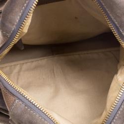 Pre Owned Chloe Dark Beige Leather and Suede Medium Paraty Shoulder Bag