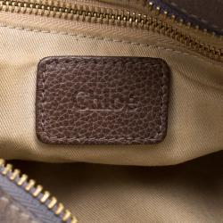 Pre Owned Chloe Dark Beige Leather and Suede Medium Paraty Shoulder Bag