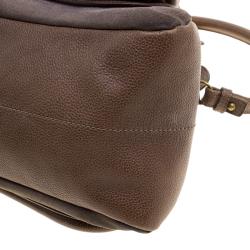 Pre Owned Chloe Dark Beige Leather and Suede Medium Paraty Shoulder Bag