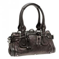 Pre Owned Chloe Metallic Grey Leather Mini Paddington Satchel