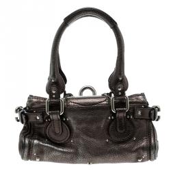 Pre Owned Chloe Metallic Grey Leather Mini Paddington Satchel