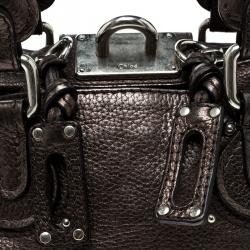 Pre Owned Chloe Metallic Grey Leather Mini Paddington Satchel