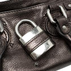 Pre Owned Chloe Metallic Grey Leather Mini Paddington Satchel