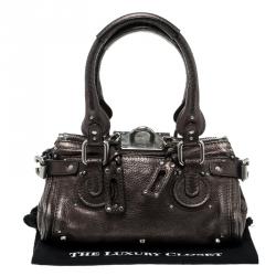 Pre Owned Chloe Metallic Grey Leather Mini Paddington Satchel