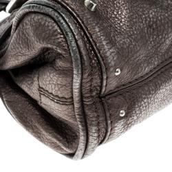 Pre Owned Chloe Metallic Grey Leather Mini Paddington Satchel