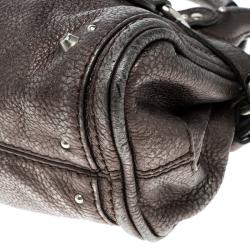 Pre Owned Chloe Metallic Grey Leather Mini Paddington Satchel