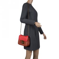 Pre Owned Chloe Bi Color Ostrich and Leather Small Elsie Shoulder Bag