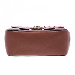 Pre Owned Chloe Bi Color Ostrich and Leather Small Elsie Shoulder Bag