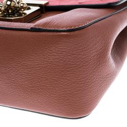 Pre Owned Chloe Bi Color Ostrich and Leather Small Elsie Shoulder Bag