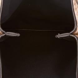 Pre Owned Chloe Brown Tiger Print Fabric Top Handle Bag