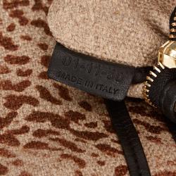 Pre Owned Chloe Brown Tiger Print Fabric Top Handle Bag