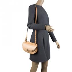 Pre Owned Chloe Peach Leather Mini Georgia Crossbody Bag
