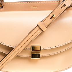 Pre Owned Chloe Peach Leather Mini Georgia Crossbody Bag