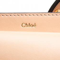 Pre Owned Chloe Peach Leather Mini Georgia Crossbody Bag