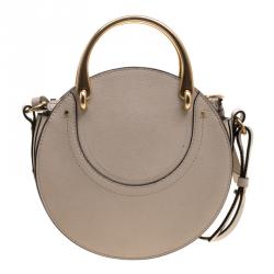Pre Owned Chloe Beige Leather and Suede Small Pixie Round Shoulder Bag