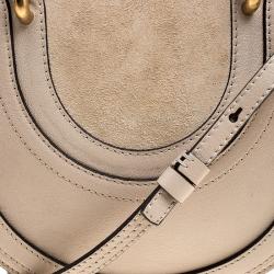 Pre Owned Chloe Beige Leather and Suede Small Pixie Round Shoulder Bag