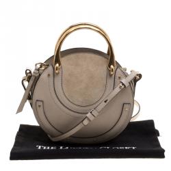 Pre Owned Chloe Beige Leather and Suede Small Pixie Round Shoulder Bag