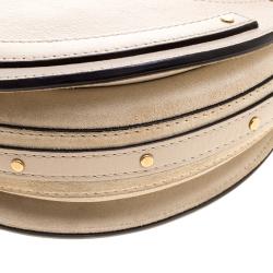 Pre Owned Chloe Beige Leather and Suede Small Pixie Round Shoulder Bag