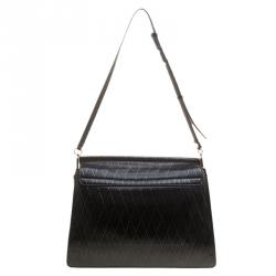 Pre Owned Chloe Black Diamond Embossed Leather Medium Faye Shoulder Bag