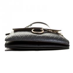 Pre Owned Chloe Black Diamond Embossed Leather Medium Faye Shoulder Bag