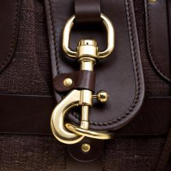 Pre Owned Chloe Dark Brown Leather and Canvas Kerala Equipped Satchel