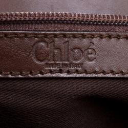 Pre Owned Chloe Dark Brown Leather and Canvas Kerala Equipped Satchel