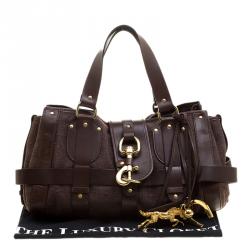 Pre Owned Chloe Dark Brown Leather and Canvas Kerala Equipped Satchel
