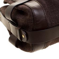 Pre Owned Chloe Dark Brown Leather and Canvas Kerala Equipped Satchel