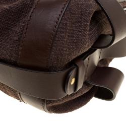 Pre Owned Chloe Dark Brown Leather and Canvas Kerala Equipped Satchel