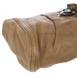 Pre Owned Chloe Brown Leather Embellished Clutch