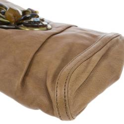 Pre Owned Chloe Brown Leather Embellished Clutch