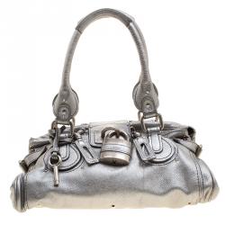 Pre Owned Chloe Silver Leather Medium Paddington Satchel