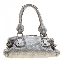 Pre Owned Chloe Silver Leather Medium Paddington Satchel
