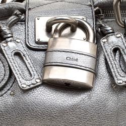 Pre Owned Chloe Silver Leather Medium Paddington Satchel