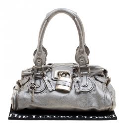Pre Owned Chloe Silver Leather Medium Paddington Satchel