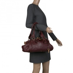 Pre Owned Chloe Burgundy Leather Medium Paddington Satchel