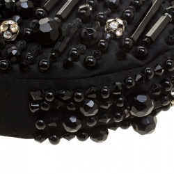 Pre Owned Chloe Black Satin Beads Embellished Hobo