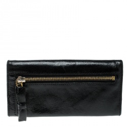 Pre Owned Chloe Black Leather Logo Continental Wallet