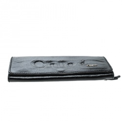 Pre Owned Chloe Black Leather Logo Continental Wallet
