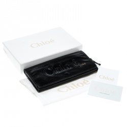 Pre Owned Chloe Black Leather Logo Continental Wallet