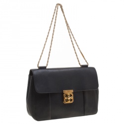Pre Owned Chloe Black Leather Large Elsie Shoulder Bag