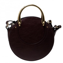 Pre Owned Chloe Burgundy Leather and Suede Small Pixie Round Top Handle Bag
